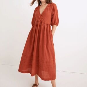 Madewell Marianna Puff Sleeve Midi Dress XS in Etruscan Clay